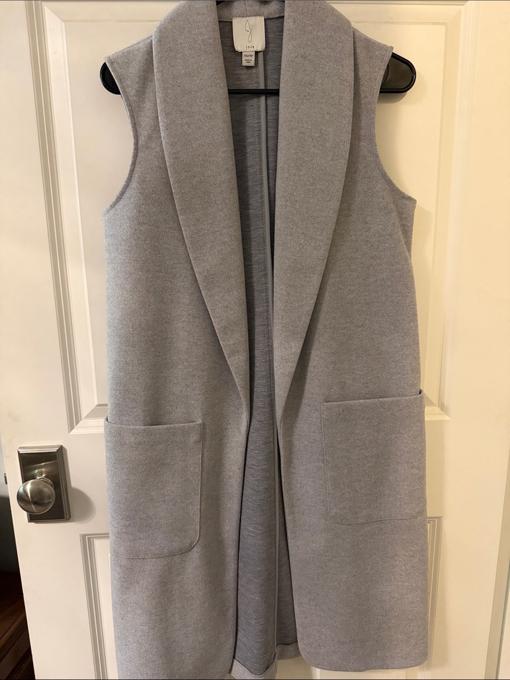 Joie Light Gray Sleeveless Open-Front Long Vest